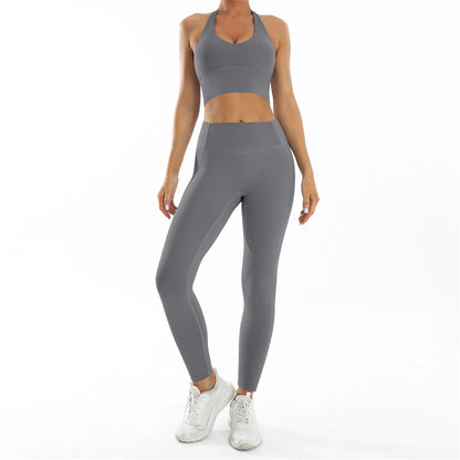 Conjunto deportivo Nude Feel Fitness para mujer, chándal sexy para yoga, ropa deportiva para gimnasio, leggings y ropa interior, ropa de entrenamiento para mujer