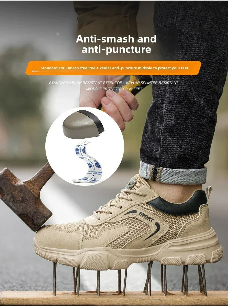Zapatos de trabajo de seguridad transpirables para hombre – Zapatillas de verano a prueba de pinchazos con puntera de composite y protección aislante