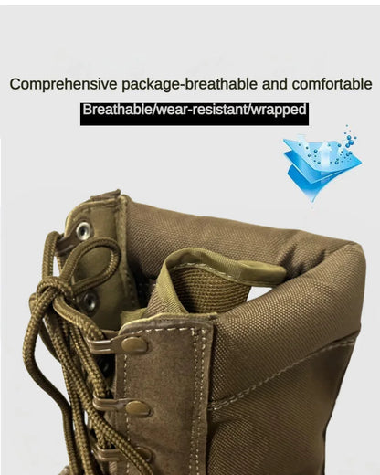 Botas tácticas de cuero para hombre, de nueva marca, para senderismo y actividades al aire libre. Botas transpirables hasta el tobillo.