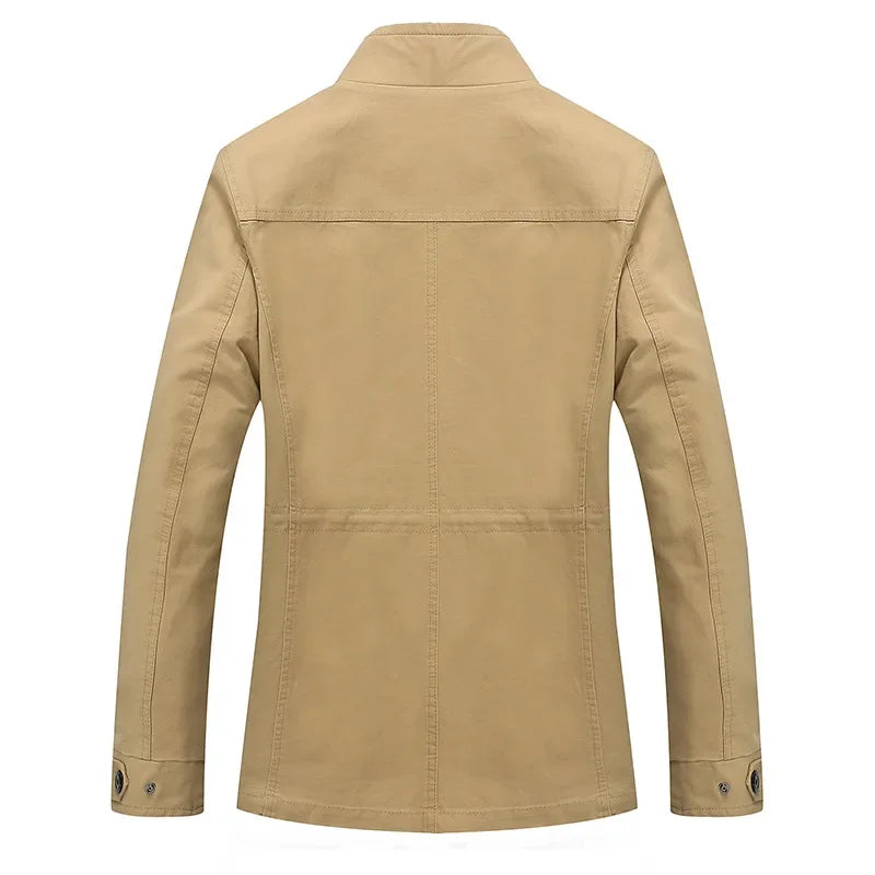 Chaqueta informal de algodón puro lavado para hombre, estilo primavera/otoño, ligera, cortavientos juvenil y a la moda. Abrigo ligero de verano.