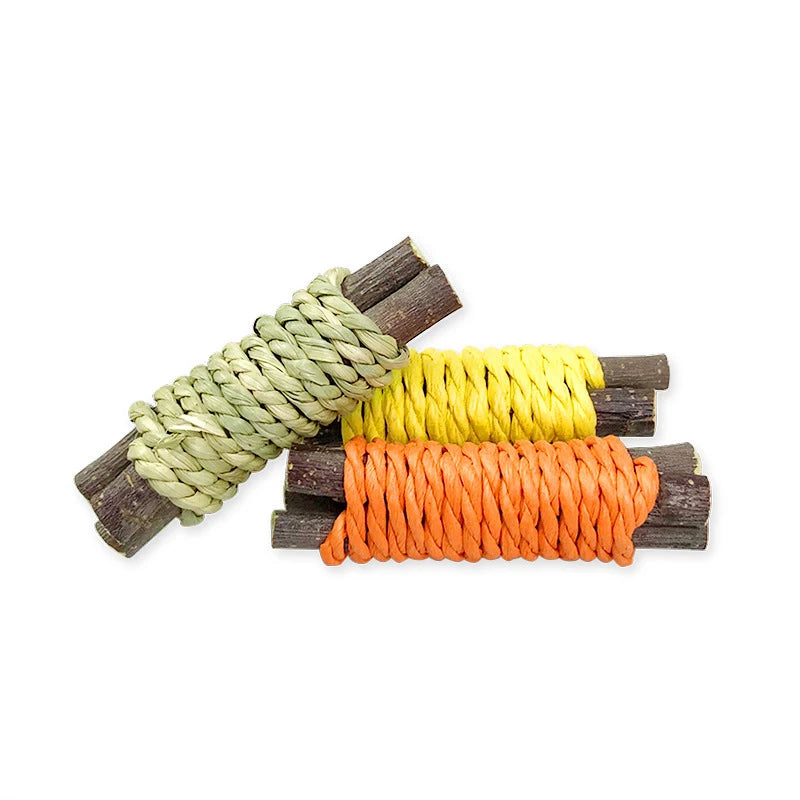 Juego de 3 juguetes para masticar conejos y hámsteres, cuidado de molares para mascotas, ratas, cobayas, ramas de madera, juguetes para conejos y mascotas.