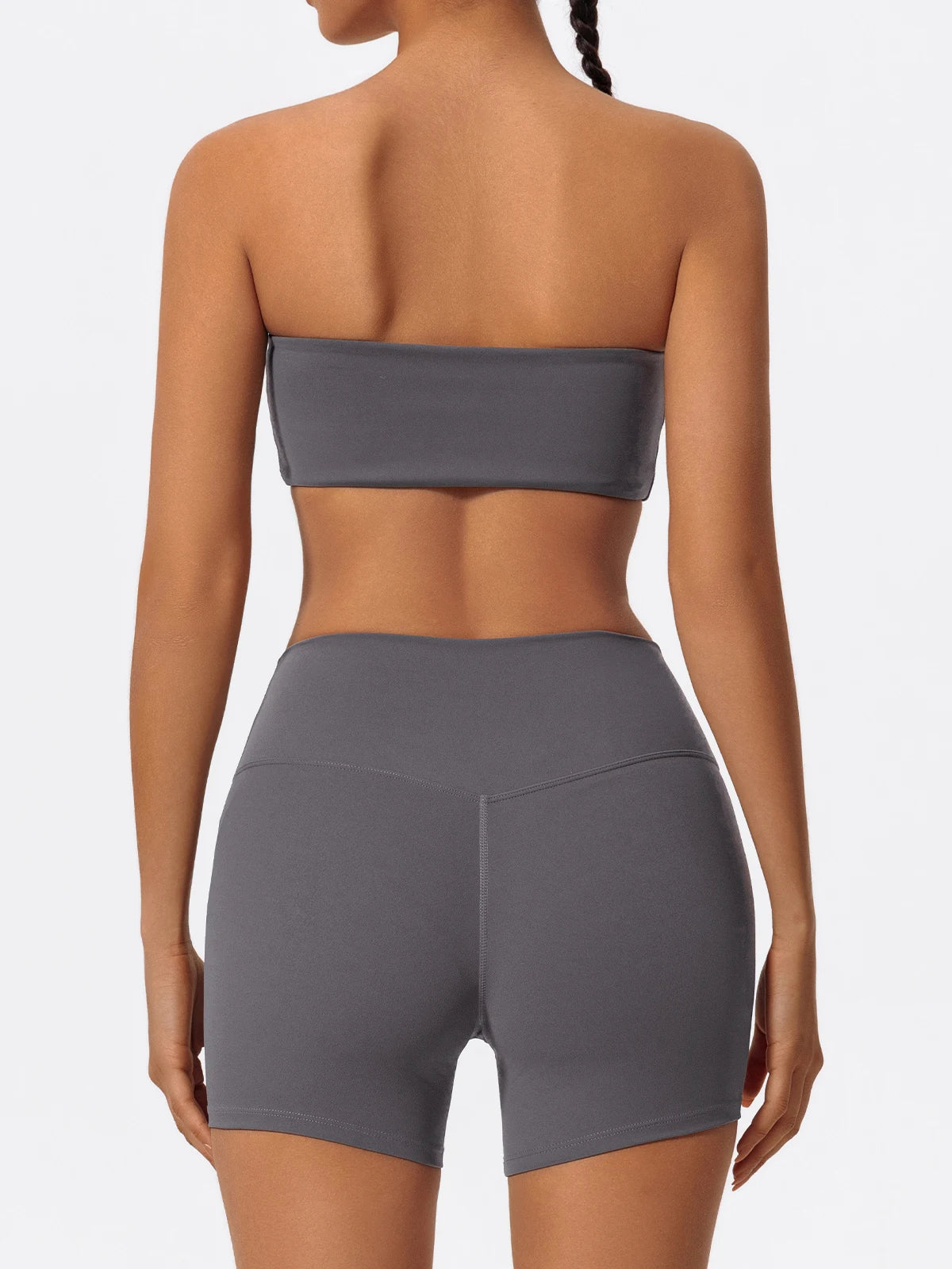 Conjunto deportivo de dos piezas Ctenkevet para mujer: incluye sujetador sin tirantes, top corto y ropa de gimnasio.