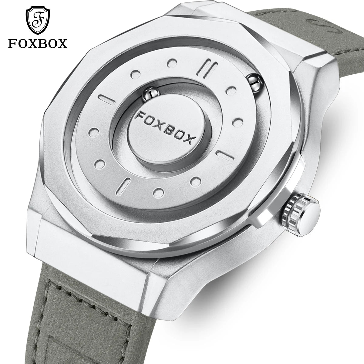 FOXBOX Reloj de negocios de lujo para hombre, resistente al agua hasta 30 m, diseño personalizado, correa de acero inoxidable, reloj de cuarzo para hombre, regalo de moda