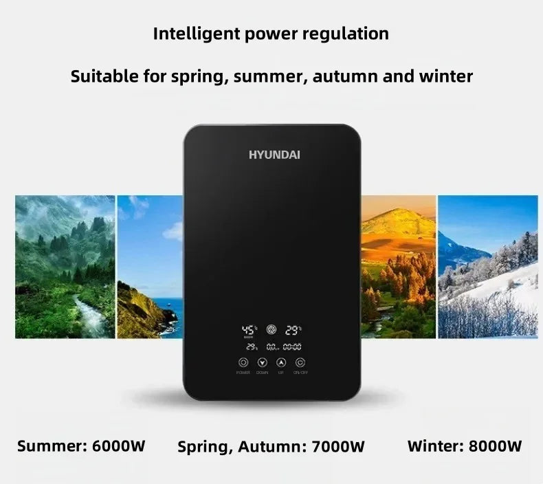 Calentador de agua eléctrico inteligente sin tanque, máquina de agua caliente rápida para el hogar, baño de hotel o apartamento, ducha de agua caliente