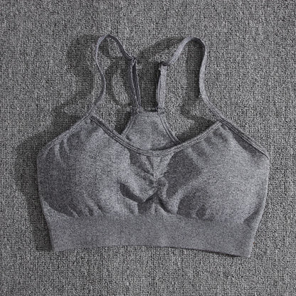 Conjuntos de dos piezas para mujer, pantalones cortos color melocotón, chándal femenino, conjunto de gimnasio, pantalones cortos de fitness con cuello halter, sujetador push up de verano