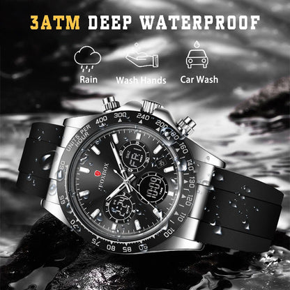 LIGE Reloj de moda para hombre, deportivo militar, con doble pantalla, calendario, relojes de cuarzo, LED luminosos, resistente al agua, cronógrafo, relojes para hombre