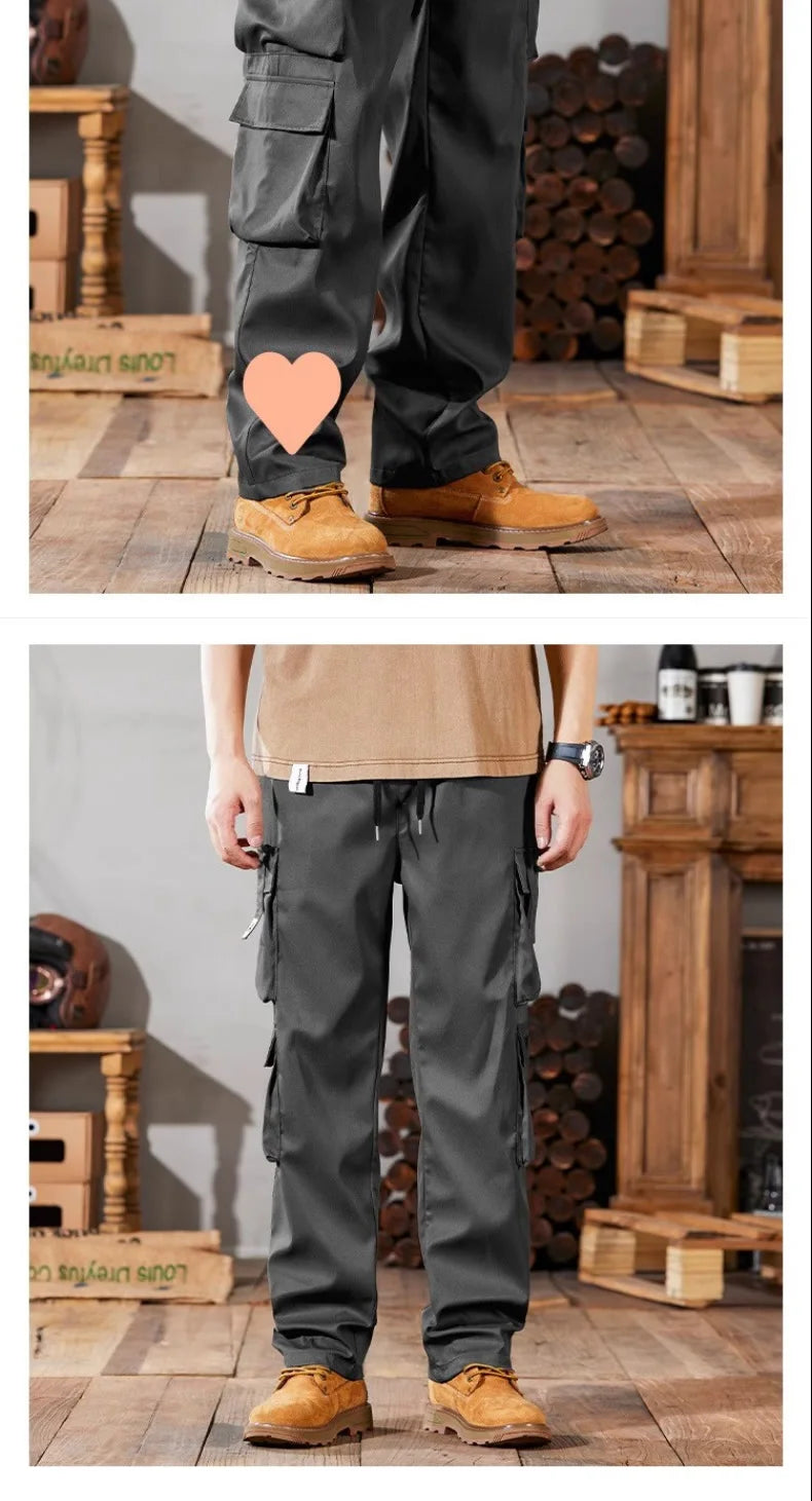 Pantalones de trabajo para hombre, de pierna recta, estilo casual, resistentes, tipo cargo, para trabajos pesados, transpirables y cómodos, estilo militar.