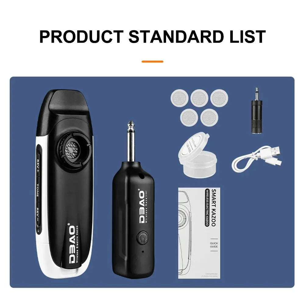 Kazoo eléctrico con receptor, carga USB, instrumento musical profesional, mini kazoo de tono ajustable para conectar altavoz.