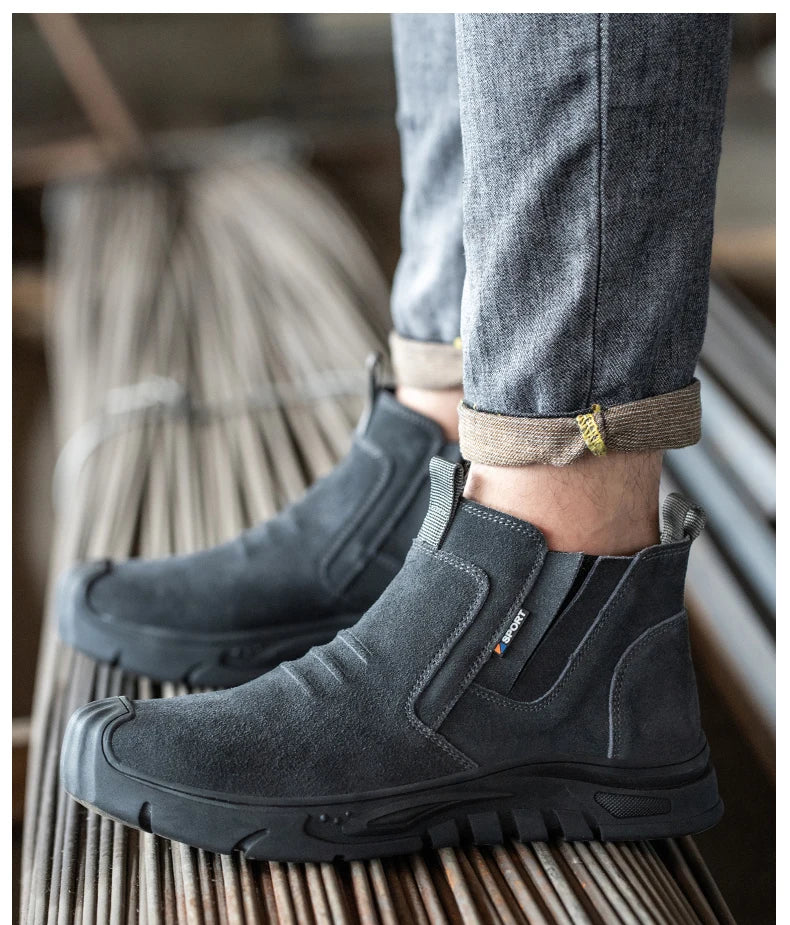 Botas de trabajo con puntera de acero, calzado de trabajo antiperforación para hombre, zapatos de trabajo indestructibles, zapatos de trabajo para exteriores, botas de seguridad para hombre.