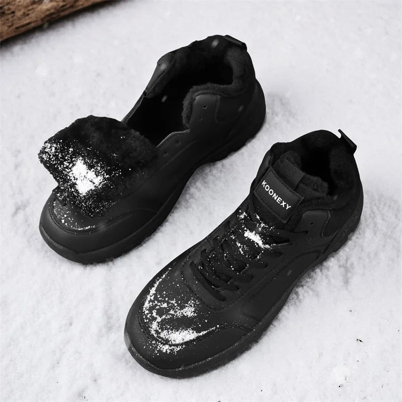 Botas de nieve de gran tamaño para hombre, zapatos de invierno de algodón, botines, zapatos de trabajo para hombre, botas de cuero impermeables de alta calidad, Bota Masculina