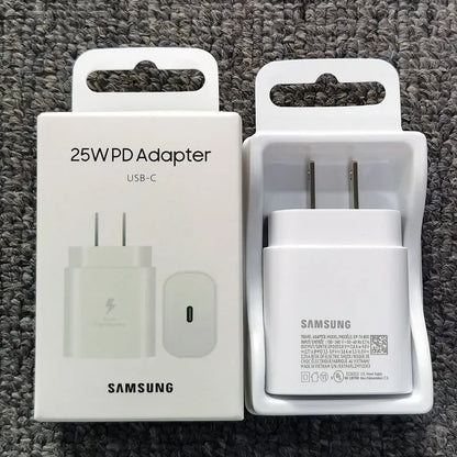 Cargador de 25 W con enchufe estadounidense para Samsung, adaptador de carga súper rápida para Galaxy S24, S23, S22, S21, S20 Ultra, Z Flip Fold, 6, 5, 4, 3, 2, A55, A35 y A25.