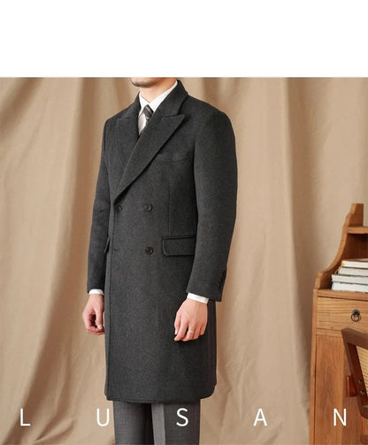 Abrigo Chester de lana 50% para hombre - 800 g. Chaqueta de campo retro cruzada de otoño/invierno.