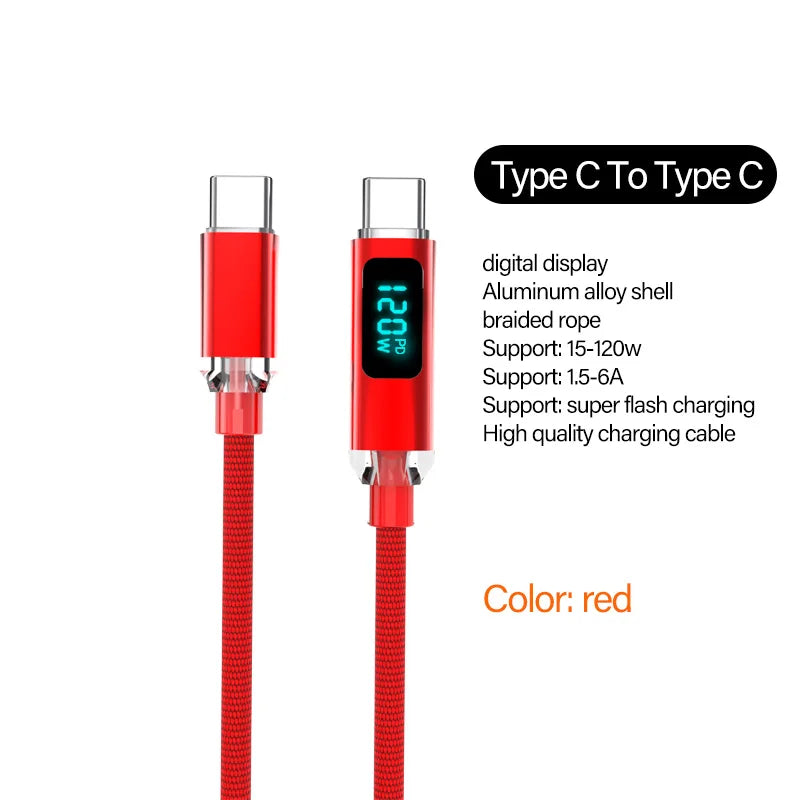 Cable USB tipo C JINMUXI PD de 120 W a USB C de 6 A, cargador de carga rápida para OPPO, Realme, Huawei Poco, Samsung, iPhone 15, cable de pantalla 16