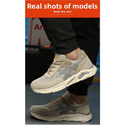 Nuevos zapatos de protección laboral ligeros y transpirables para hombres y mujeres, con puntera de acero antiaplastamiento y antipinchazos.