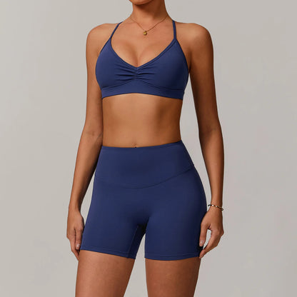 Women's Tracksuit 2PCS Yoga Sets Sportswear Workout Fitness Long Sleeved Sports Bra High Waist Leggings Gym Clothing Sports Suit