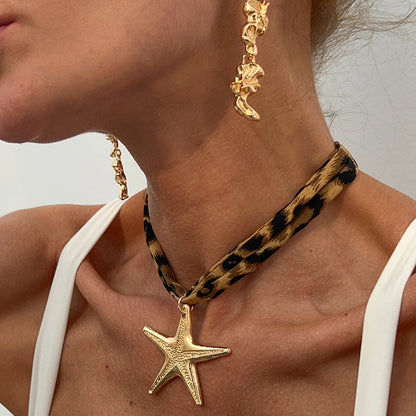 Ingemark - Collar de cadena de terciopelo multicapa étnico para mujer, 7 estilos, 2025, nuevo colgante de metal con forma de caracola, estrella de mar y corazón, joyería para el cuello