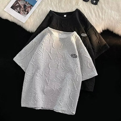 Conjunto de camiseta y pantalones cortos de manga corta para hombre, ropa deportiva informal de verano, corte holgado, marca de moda, largo de cinco cuartos, cómodo