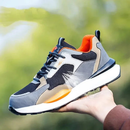 Zapatos de trabajo para hombre nuevos, con punta de acero, antigolpes y antipuñalamientos, transpirables y antideslizantes.