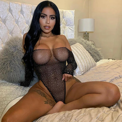 Bodys eróticos calientes, lencería sexy para mujer, diamantes de imitación para mujer, lencería sexy, medias de rejilla, trajes de cuerpo, disfraces sexys