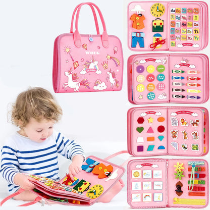 Tablero de actividades sensoriales Montessori Toys para desarrollar habilidades motoras, tablero de aprendizaje para niños pequeños, regalo de Navidad.