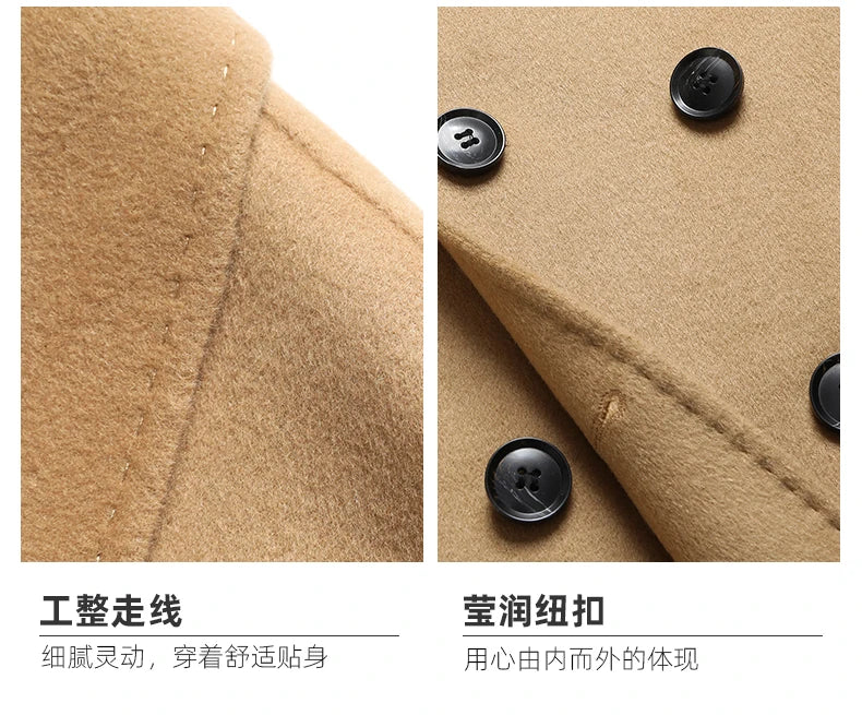 Abrigos largos de lana para hombre, colección otoño-invierno 2025, estilo business casual, color liso, abrigo exterior 100% lana, chaqueta cortavientos