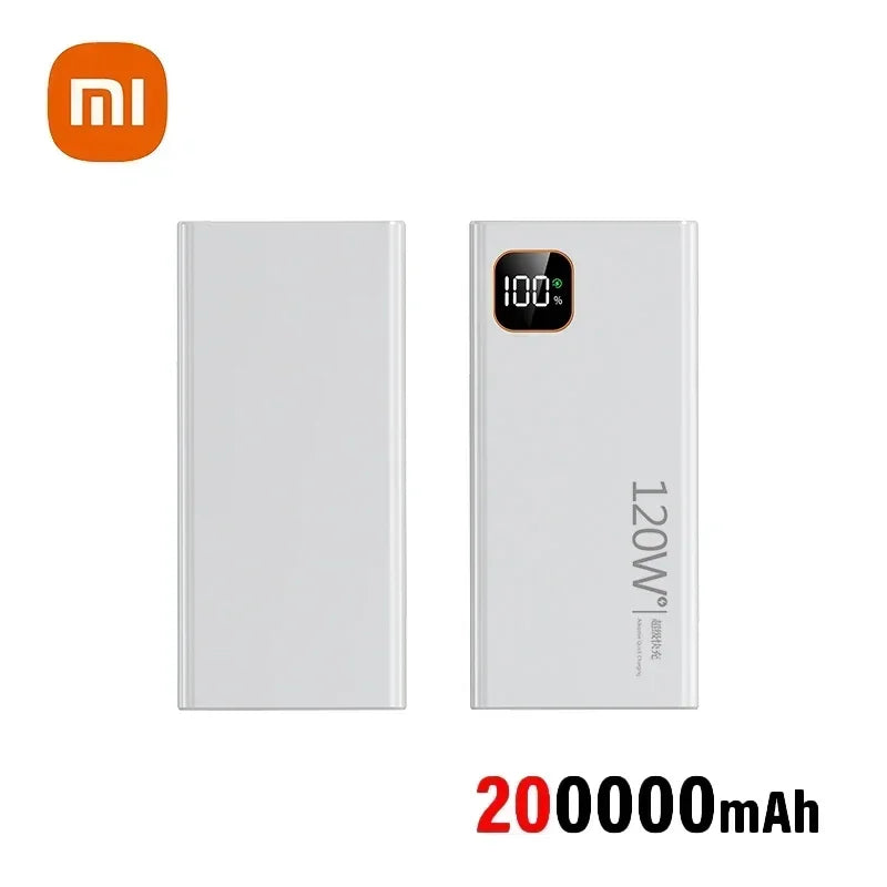 Batería externa portátil Xiaomi de 500.000 mAh y 120 W con carga ultrarrápida y gran capacidad, con pantalla digital para iPhone y Huawei.