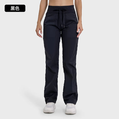 Pantalones deportivos de mujer de secado rápido, ligeros, transpirables, para correr, fitness, cintura alta, holgados, de pierna ancha, casuales, para yoga, otoño 2024.