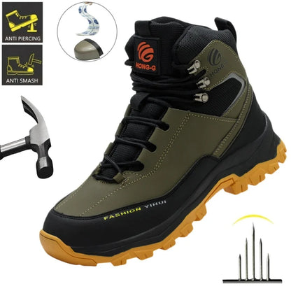 Botas de seguridad para hombre con puntera de acero, antigolpes y resistentes a perforaciones, de calidad europea.