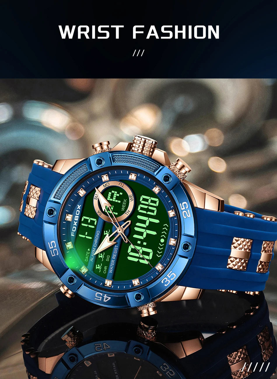 Nuevo reloj de pulsera de cuarzo original de lujo de la marca FOXBOX para hombre, reloj analógico digital resistente al agua de estilo militar a la moda para hombre