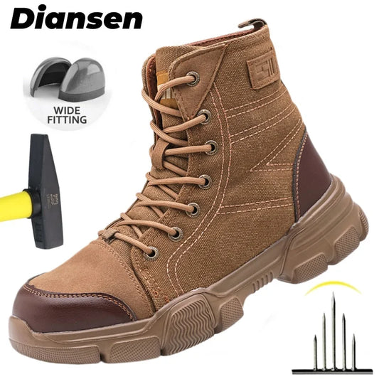 Botas de trabajo nuevas, indestructibles, zapatos de seguridad anti-aplastamiento, zapatos con puntera de acero para hombre, zapatillas a prueba de pinchazos, zapatos de trabajo antideslizantes.