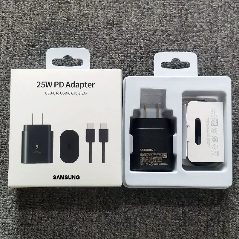 Cargador de 25 W con enchufe estadounidense para Samsung, adaptador de carga súper rápida para Galaxy S24, S23, S22, S21, S20 Ultra, Z Flip Fold, 6, 5, 4, 3, 2, A55, A35 y A25.