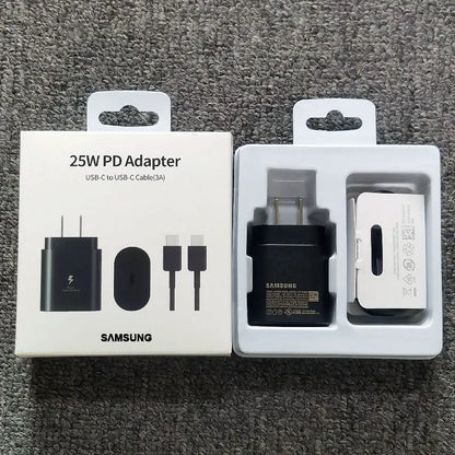 Cargador de 25 W con enchufe estadounidense para Samsung, adaptador de carga súper rápida para Galaxy S24, S23, S22, S21, S20 Ultra, Z Flip Fold, 6, 5, 4, 3, 2, A55, A35 y A25.