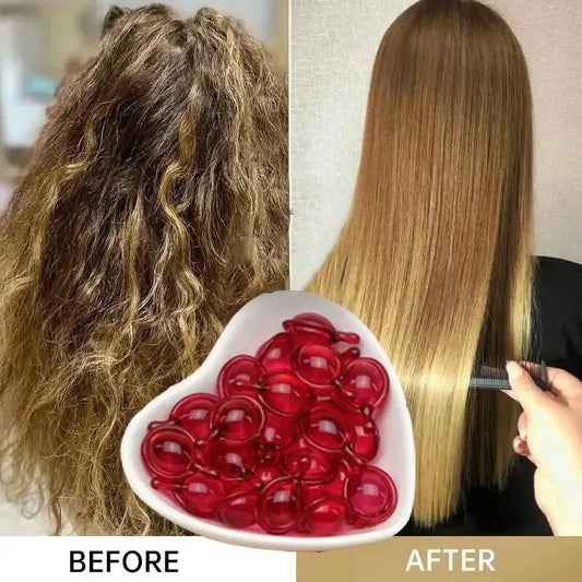 Cápsula vitamínica para el cabello, aceite de queratina, repara el cabello seco y encrespado, restaura la suavidad, el brillo y la hidratación profunda, nutre el cuero cabelludo, cuidado de belleza.