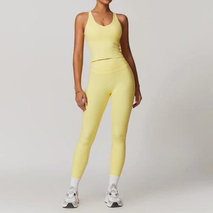 SWELTERING Conjunto de 2 piezas de ropa deportiva para mujer, conjunto de yoga, ropa deportiva para gimnasio, trajes de yoga, conjunto de fitness, chándales, sujetador deportivo, leggings para gimnasio