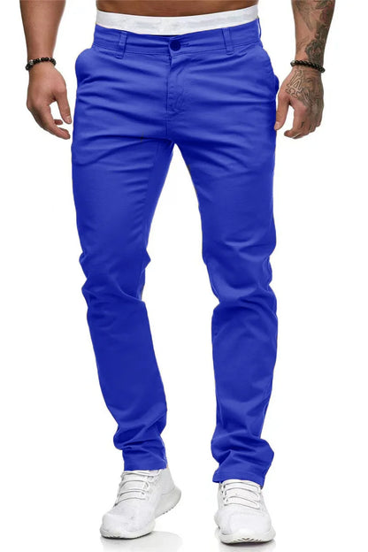 Pantalones casuales para hombre, estilo lápiz con patchwork, corte ajustado, largo hasta el tobillo, cierre de cremallera, bolsillos casuales, cintura media, color liso 2025