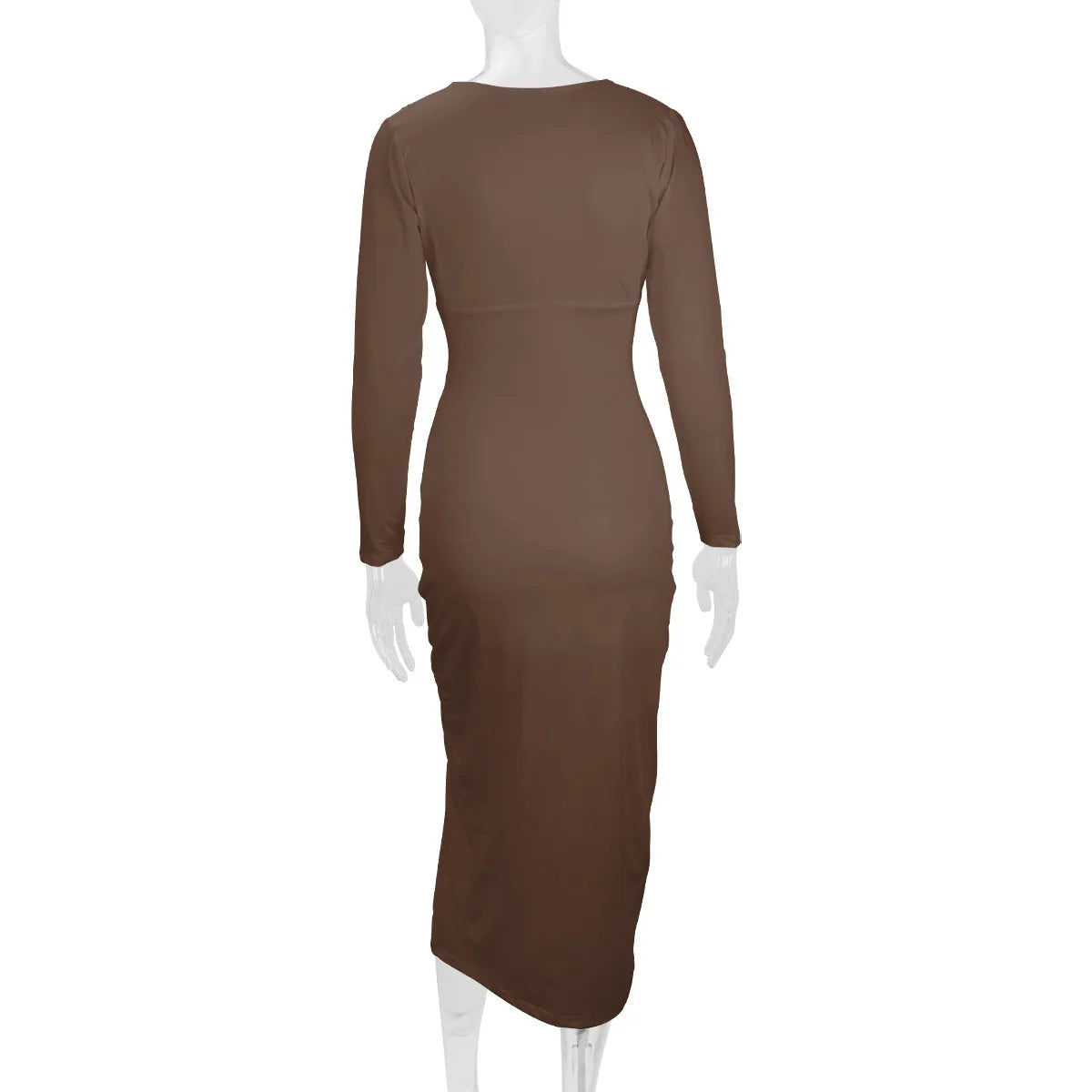 2025 Autumn Winter Female Fashion Slim Fit Long Sleeve V Neck Dress Women's Sexy Slit Knee Length Midi Dress Regular Shoulder