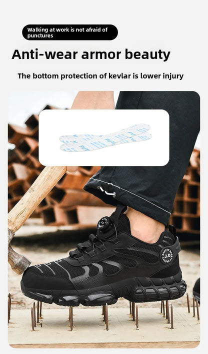 Zapatos de seguridad con puntera de acero LARNMERN para hombre y mujer, anchos, ligeros, cómodos, tipo tenis, de trabajo, coloridos.