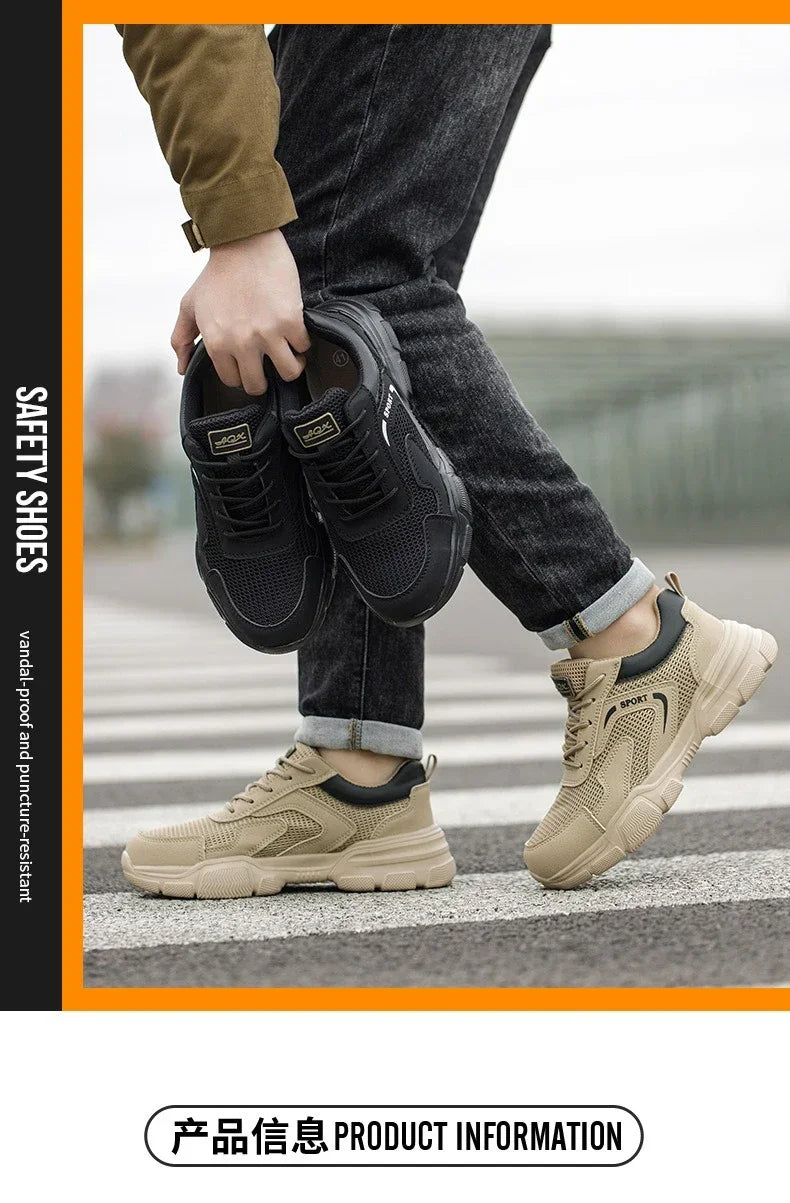 Zapatos de trabajo de seguridad transpirables para hombre – Zapatillas de verano a prueba de pinchazos con puntera de composite y protección aislante
