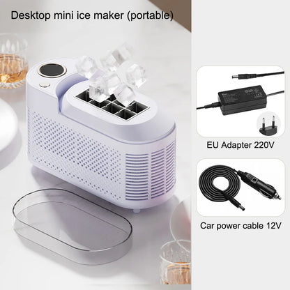 Máquina de hielo portátil pequeña de 110 V/220 V para el hogar, dormitorio, oficina, camping, 12 V, para coche, máquina automática para hacer cubitos de hielo.