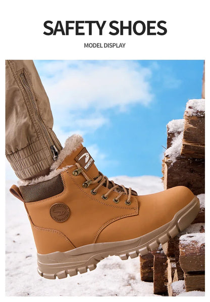 Botas de seguridad para el trabajo para hombre, cálidas y resistentes al agua, con punta de acero, para invierno, 2024
