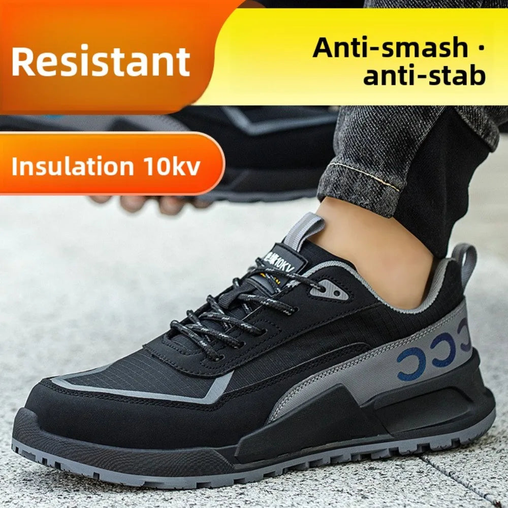 Calzado de protección laboral para hombre, anti-aplastamiento, anti-perforación, aislante 10KV, resistente al desgaste, calzado eléctrico de seguridad.