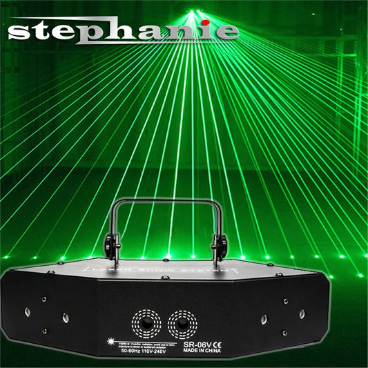 Proyector de luz LED RGB de 6 ojos para escenario, con haz estroboscópico, láser, escáner de líneas, DJ, discoteca, sonido DMX, música, fiesta, efecto de iluminación para bar, karaoke.