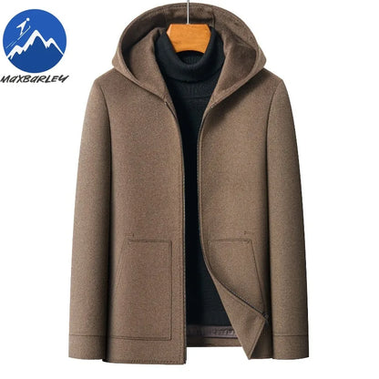 Chaqueta de lana para hombre Maxbarley con capucha, ideal para actividades al aire libre, trabajo, cortavientos, cálida, con forro desmontable de alta calidad y muy cómoda. Abrigo de lana ligero para invierno.