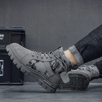 Botas altas para hombre, suela plana, ligeras, para senderismo, exteriores, negras, para correr, tenis, caminar, motocicleta