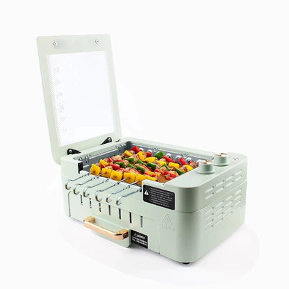 Horno eléctrico sin humo, automático, giratorio, para brochetas de cordero, parrilla para kebab, máquina para asar, olla caliente, estufa, plancha, sartén