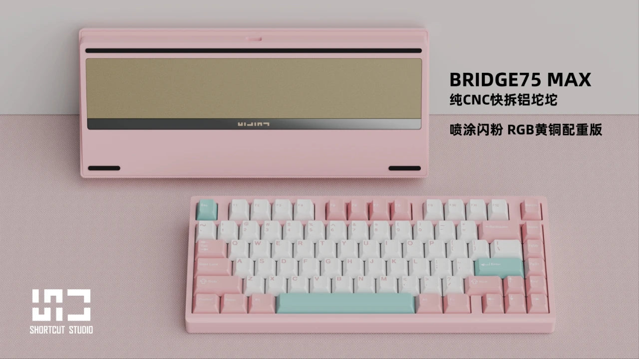 Teclado mecánico inalámbrico ShortCut Studio Bridge75 con Bluetooth, 3 modos RGB, personalizado, de aluminio de larga duración.