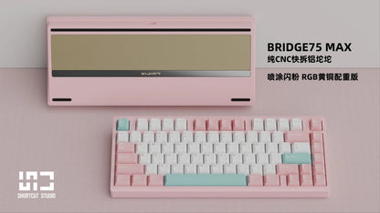Teclado mecánico inalámbrico ShortCut Studio Bridge75 con Bluetooth, 3 modos RGB, personalizado, de aluminio de larga duración.