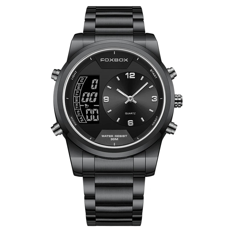 LIGE - Reloj digital de moda para hombre, deportivo, informal, resistente al agua, de cuarzo, cronógrafo de lujo, marca FOXBOX
