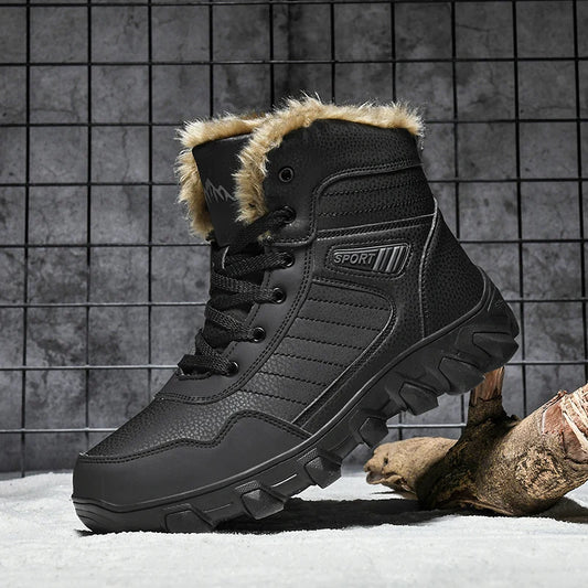 Botas de invierno para hombre, zapatillas cálidas, impermeables, antideslizantes, de felpa, de cuero, talla grande 48, novedad de 2024