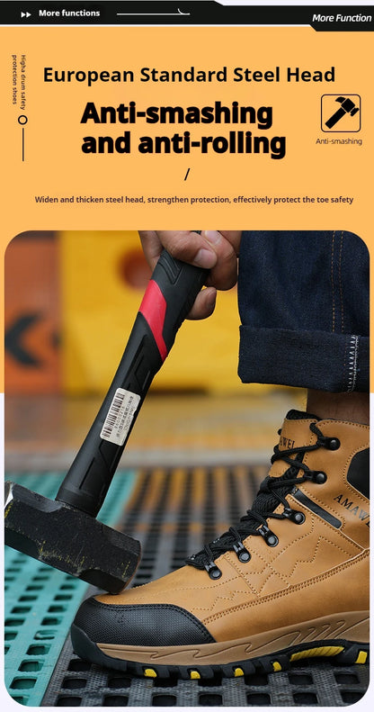 Botas de seguridad para hombre, con punta de acero, antiperforación, anticaídas, indestructibles, antideslizantes, impermeables